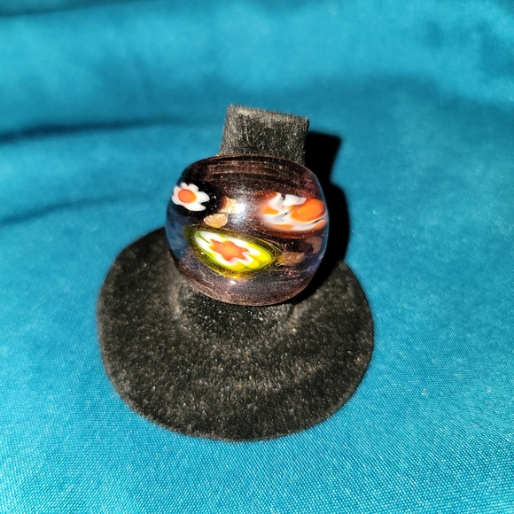 NEW Elegant Floral Murano Glass Ring - Picture 1 of 3